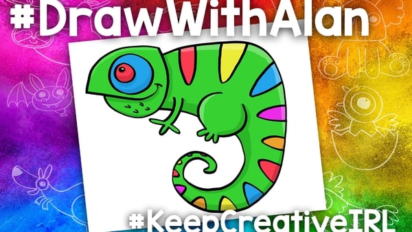 Draw With Alan - draw a cool colourful chameleon!