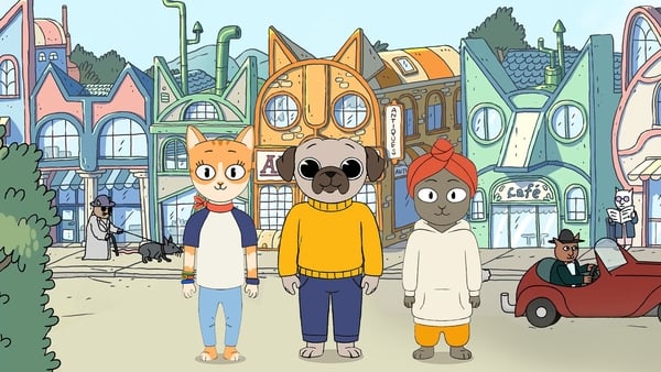 Flix: Meet the purrfect pug and his feline friends!