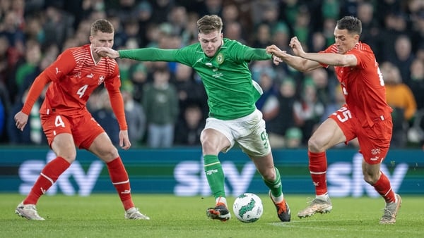 Evan Ferguson in action for Ireland.