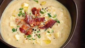 Potato, leek and bacon soup