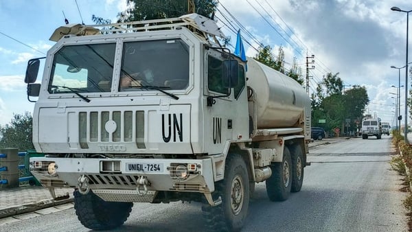 A UNIFIL convoy drives through the southern Lebanese area of Marjayoun last year (file image)
