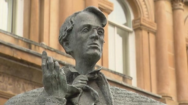 The 8-foot bronze statue was unveiled by the poet's son, Michael Yeats.