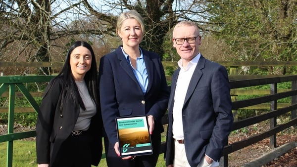 Pictured at the launch of FRS Co-Op's new sustainability strategy and ESG Report, announced to coincide with Earth Day 2025, were members of FRS Co-Op's Sustainability Team, Lyndsey Owens and Erin Whittle and Group CEO of FRS Co-Op, Colin Donnery