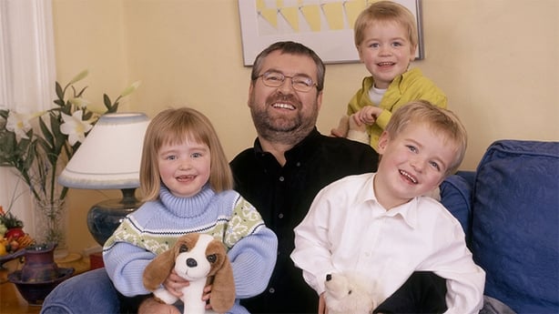 Joe Duffy and triplets in 1999.
