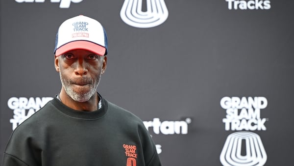 Former Olympic champion sprinter Michael Johnson, the founder and CEO of Grand Slam Track Series, during the Philadelphia meet earlier this month