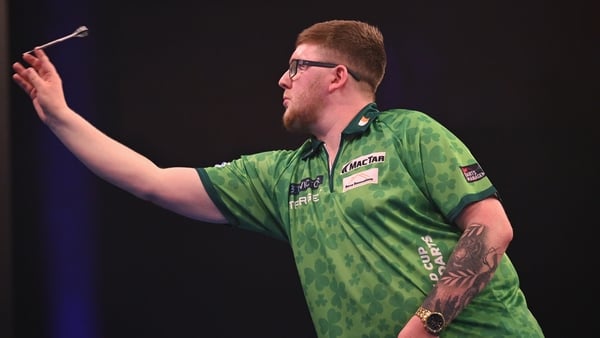 Keane Barry in action at the World Cup of Darts