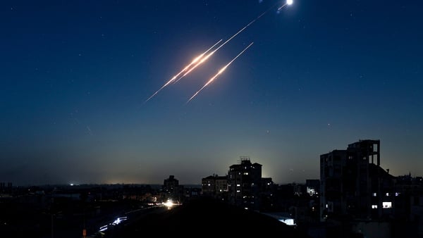 Missiles fly towards Israel.