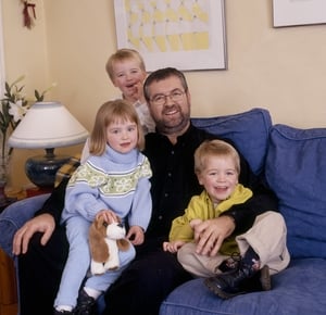 Joe Duffy with his triplets Ellen, Ronan and Seán, in 1999
