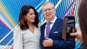 Actress Sarah Greene and Joe Duffy at the RTÉ new season launch, 2019