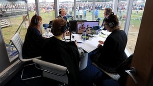 Joe Duffy and guests in OB studio during Pope Francis visit, 2018