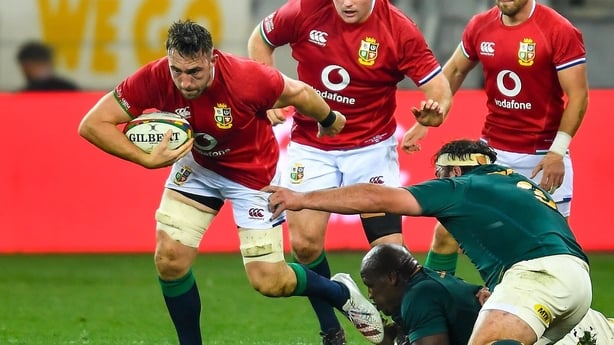 7 August 2021; Jack Conan of British and Irish Lions escapes the tackle of Frans Malherbe of South Africa during the third test of the British and Irish Lions tour match between South Africa and British and Irish Lions at Cape Town Stadium in Cape Town, South Africa. Photo by Ashley Vlotman/Sportsfi