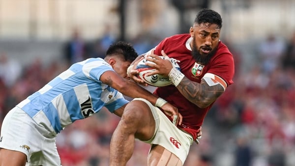 Gonzalo Garcia tackles Bundee Aki in Argentina's win over the Lions