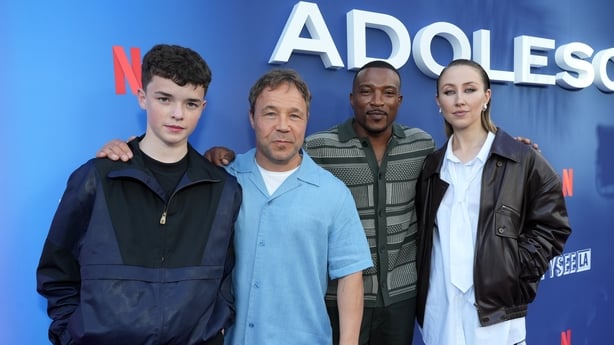 BEVERLY HILLS, CALIFORNIA - MAY 27: (L-R) Owen Cooper, Stephen Graham, Ashley Walters, and Erin Doherty attend Netflix's FYSEE ADOLESCENCE ATAS Official at Saban Theatre on May 27, 2025 in Beverly Hills, California. (Photo by Gonzalo Marroquin/Getty Images for Netflix)